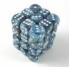 Lustrous Slate/White 12mm D6 (36 Dice)